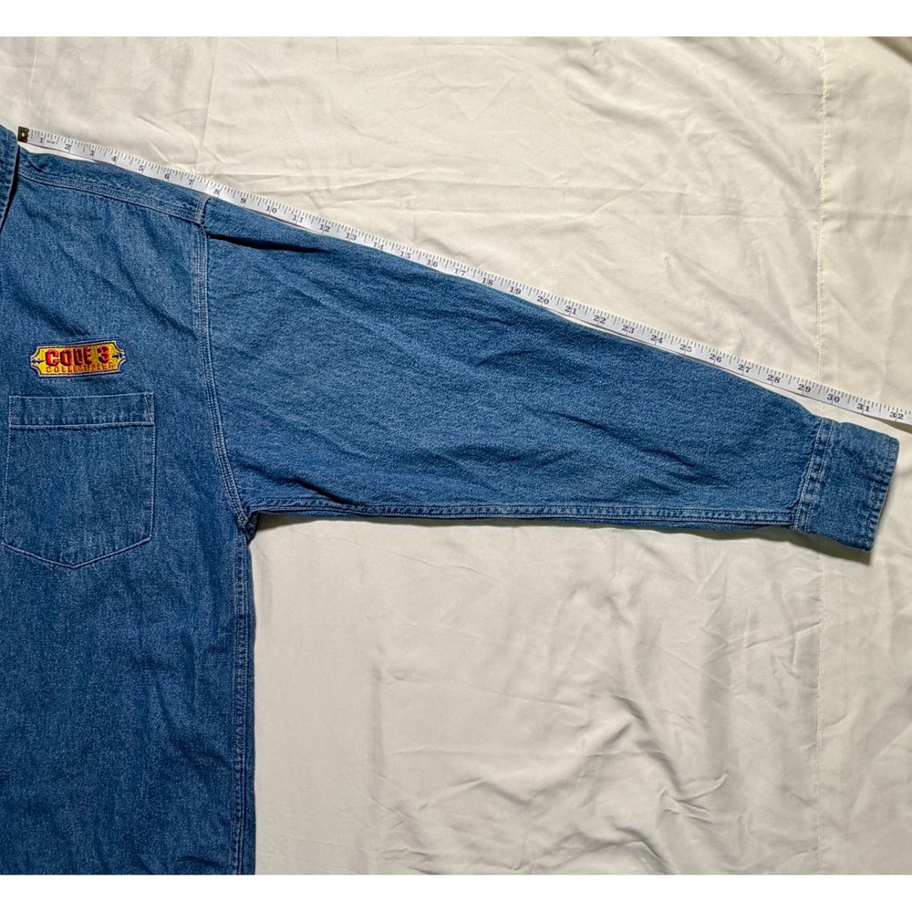 Port Authority Mens Denim Shirt Blue Code 3 Collectibles Fire Truck Graphic L - Picture 11 of 11